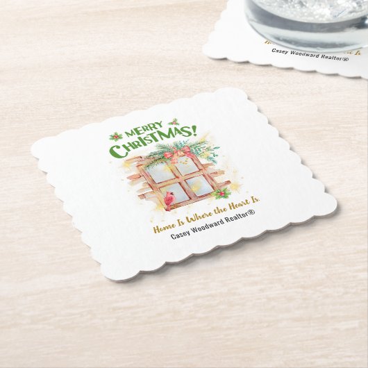 Thuis is waar het hart | Budget makelaar Kerstmis Kartonnen Onderzetters (Gebogen)