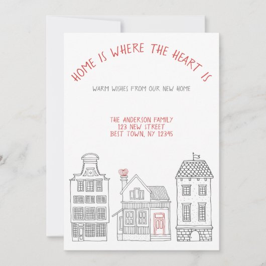 Thuis is waar het hart is dat we hebben verhuisd aankondiging (Voorkant)