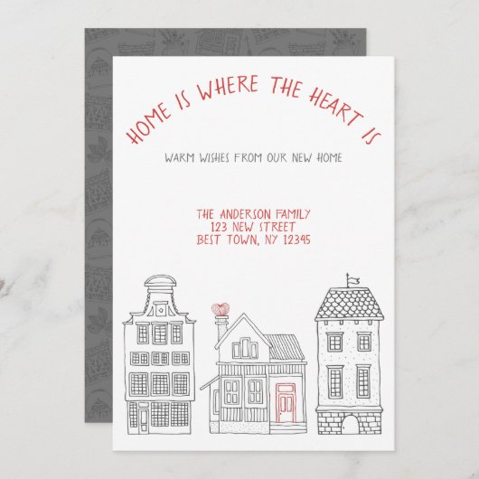 Thuis is waar het hart is dat we hebben verhuisd aankondiging (Voorkant / Achterkant)