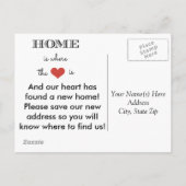 Thuis is waar het hart is dat we zijn verhuisd aankondigingskaart (Achterkant)