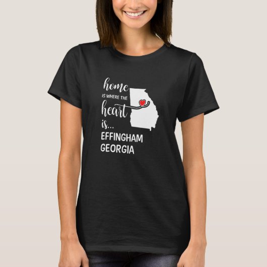 Thuis is waar het hart is Effingham County Georgi T-shirt (Voorkant)