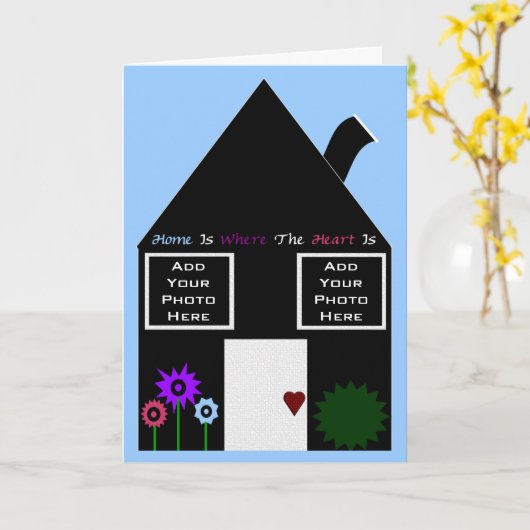 Thuis is waar het hart is foto template Kaart (Gele Bloem)