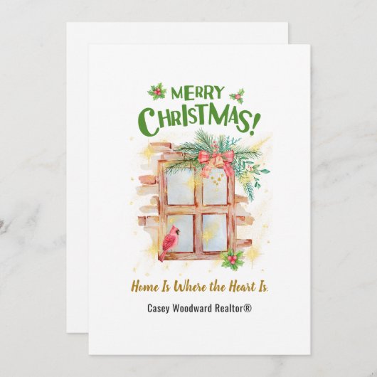 Thuis is waar het hart is | Makelaarsbudget Aangep Feestdagenkaart (Voorkant / Achterkant)