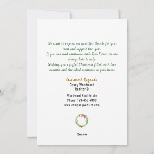 Thuis is waar het hart is | Makelaarsbudget Aangep Feestdagenkaart (Achterkant)