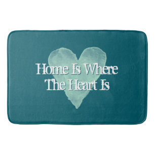 Thuis is waar het hart is mooie trendy turquoise badmat