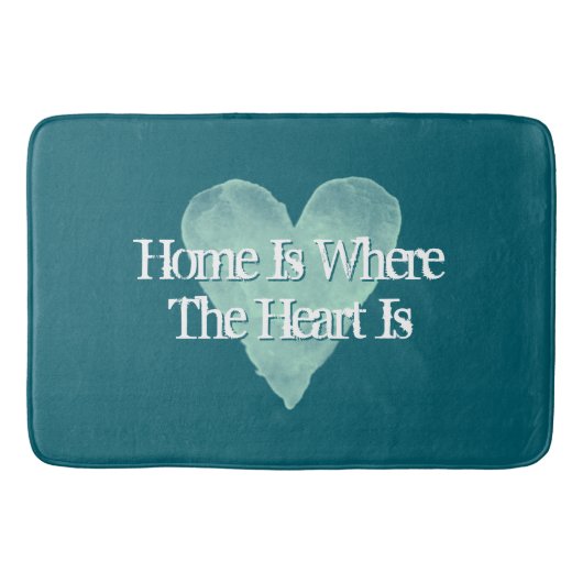 Thuis is waar het hart is mooie trendy turquoise badmat (Voorkant)