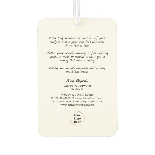 Thuis is waar het hart is | Nieuw huis? | makelaar Luchtverfrisser (Achterkant)