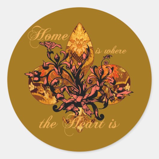 Thuis is waar het hart is ronde sticker (Voorkant)