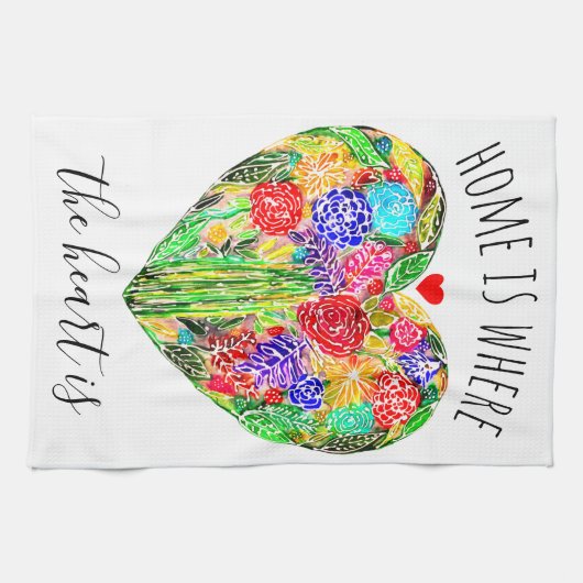 Thuis is waar het hart keukenhanddoek is (Horizontaal)