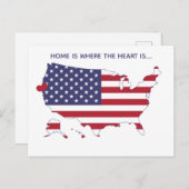 Thuis is waar het hart ligt - US Map & Flag Custom Briefkaart (Voorkant / Achterkant)