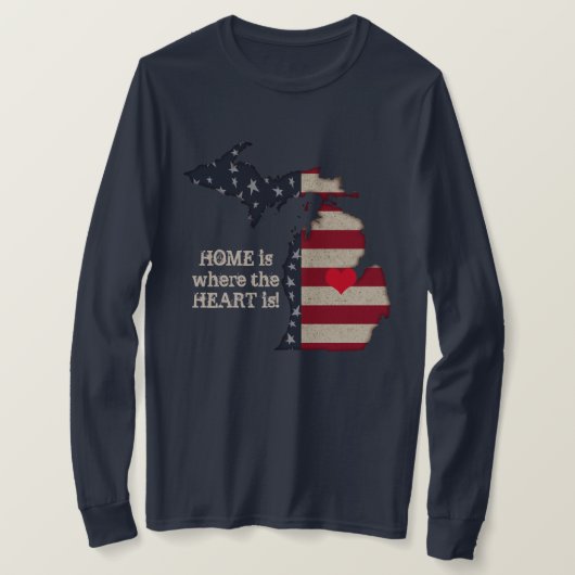 Thuis is waar het hart | Michigan Patriotic T-shirt (Design voorkant)