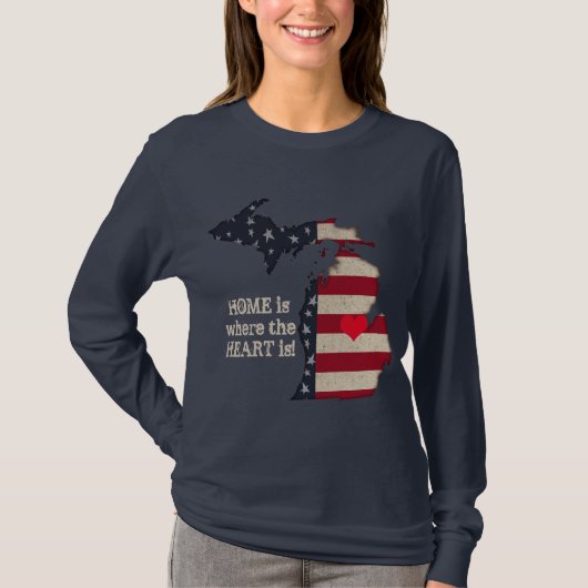 Thuis is waar het hart | Michigan Patriotic T-shirt (Voorkant)