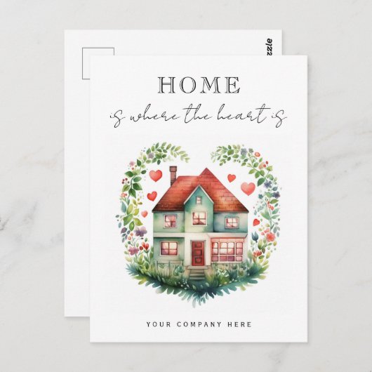 Thuis is waar het hart onroerend goed is briefkaart (Voorkant / Achterkant)