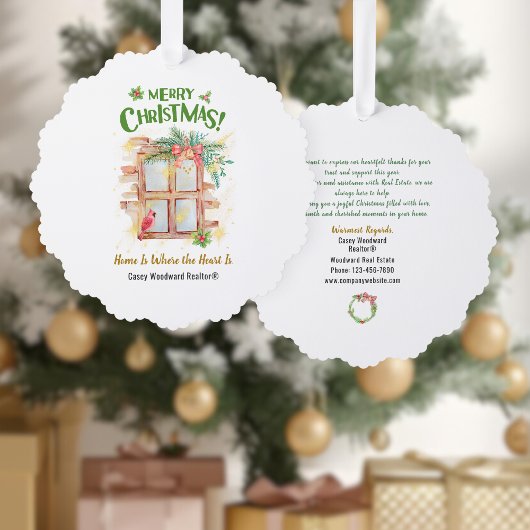 Thuis is waar het hart | Realtor Hang Christmas Ornament Kaart