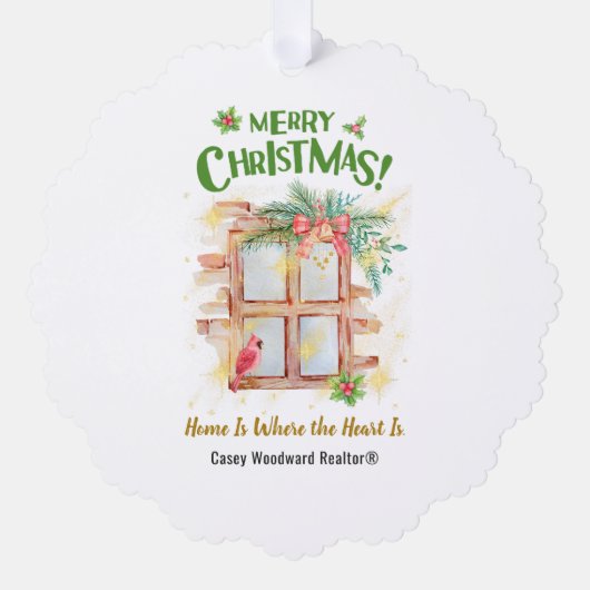 Thuis is waar het hart | Realtor Hang Christmas Ornament Kaart (Voorkant)