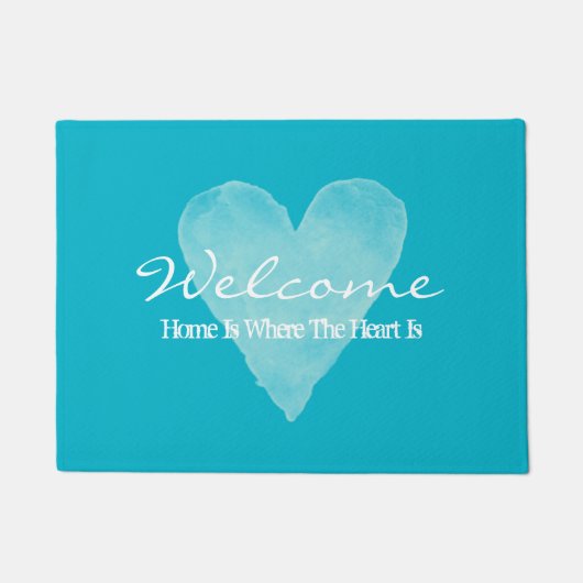 Thuis is waar het hart turkooizen blauwe deurmat i (Voorkant)