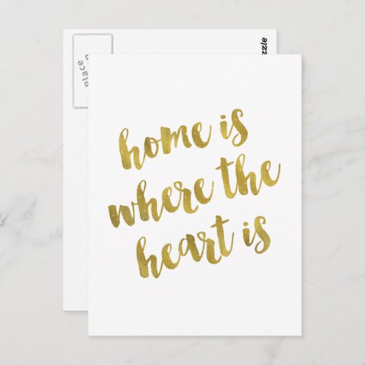Thuis is waar het hart wordt aangeduid als Faux Go Briefkaart (Voorkant / Achterkant)
