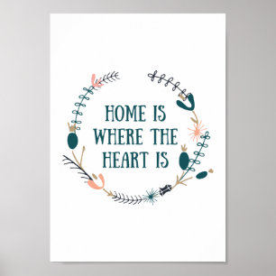 Thuis is waar het hart wordt afgedrukt, huiselijk  poster