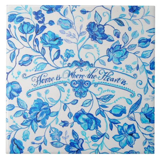 "Thuis is waar het hart zich bevindt"-6 x 6" keram Tegeltje (Voorkant)