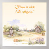 "Thuis is waar het huisje is" Rustieke wilde bloem Poster (Voorkant)