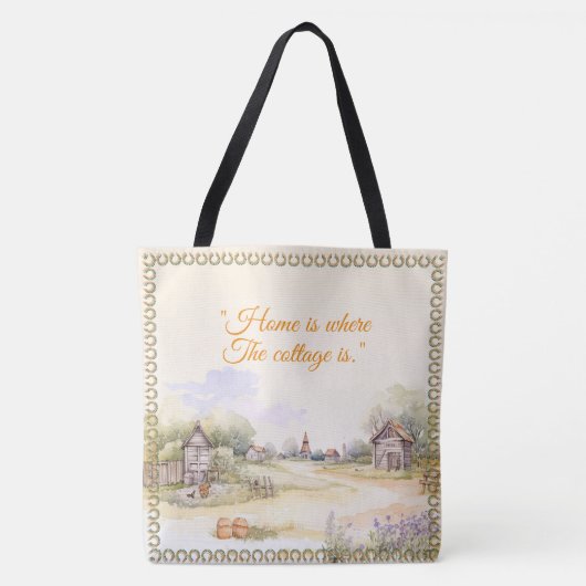 "Thuis is waar het huisje is" Rustieke wilde bloem Tote Bag (Voorkant)