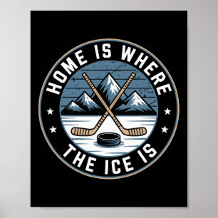 Thuis Is Waar Het Ijs Is Retro Hockey Liefhebbers  Poster