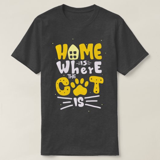 Thuis is waar het katje een telefoongesprek is t-shirt (Design voorkant)