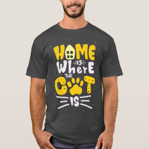Thuis is waar het katje een telefoongesprek is t-shirt