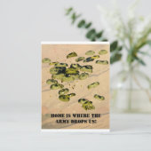 Thuis is waar het leger ons laat vallen! aankondigingskaart (Staand voorkant)