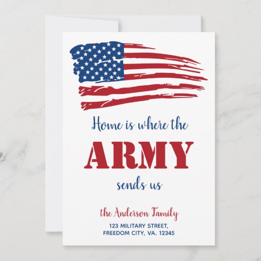 Thuis is waar het leger ons leger stuurt dat ons n aankondiging (Voorkant)