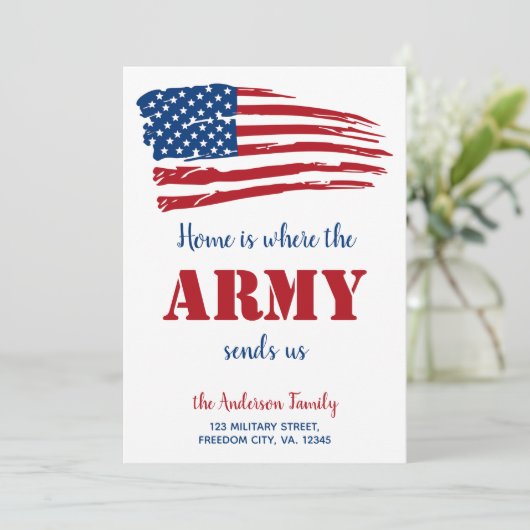 Thuis is waar het leger ons leger stuurt dat ons n aankondiging (Staand voorkant)