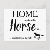 Thuis is waar het paard een nieuwe adreshuisverpla aankondigingskaart (Voorkant)