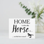 Thuis is waar het paard een nieuwe adreshuisverpla aankondigingskaart (Staand voorkant)