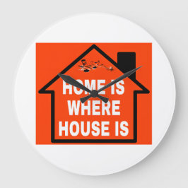 THUIS IS WAAR HUIS WIT FONTS ORANJE ACHTERGROND GROTE KLOK
