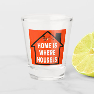 THUIS IS WAAR HUIS WIT LETTERTYPE ORANJE BG SHOT GLAS