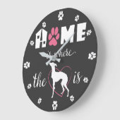 Thuis is waar Iggy dog Funny Quote White is Grote Klok (Hoek)