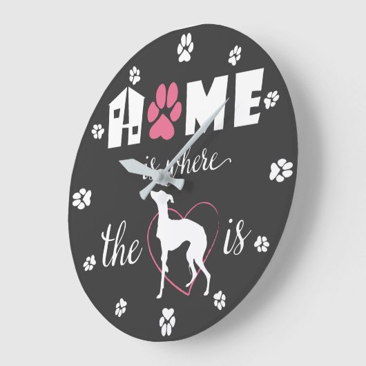 Thuis is waar Iggy dog Funny Quote White is Grote Klok (Hoek)