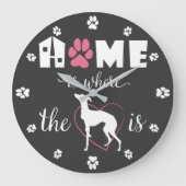 Thuis is waar Iggy dog Funny Quote White is Grote Klok (Voorkant)