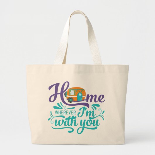Thuis is waar ik bij je ben - Cute Retro Camper Grote Tote Bag (Voorkant)