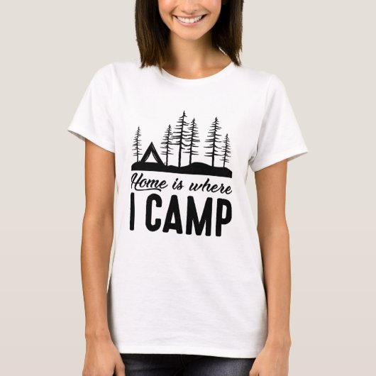 Thuis is waar ik mee kamp t-shirt (Voorkant)