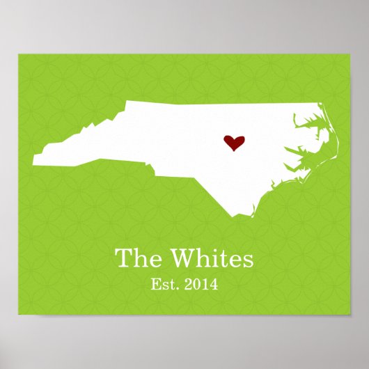 Thuis is waar je hart is - North Carolina Poster (Voorkant)