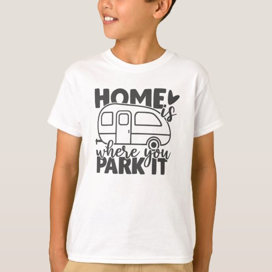 Thuis is waar je het grappige Camping Quote parkee T-shirt (Voorkant)