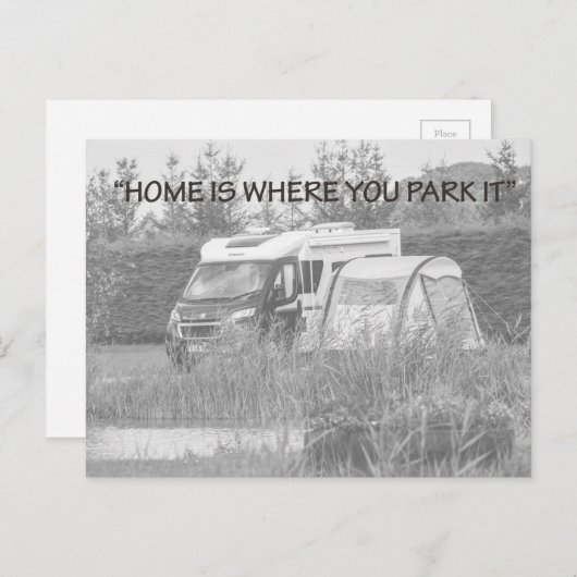"Thuis is waar je het parkeert" briefkaarten (Voorkant / Achterkant)