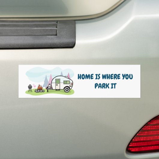 Thuis is waar je het parkeert bumpersticker (Op auto)