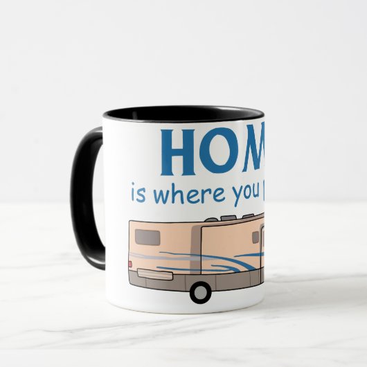 Thuis is waar je het parkeert mok (Voorkant links)