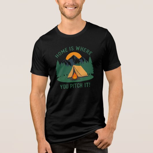 Thuis is waar je het pitch – Camping & Outdoor Tri-Blend Shirt (Voorkant)
