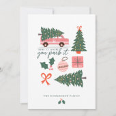 Thuis is waar je het roze van kerstboom parkeert feestdagenkaart (Voorkant)
