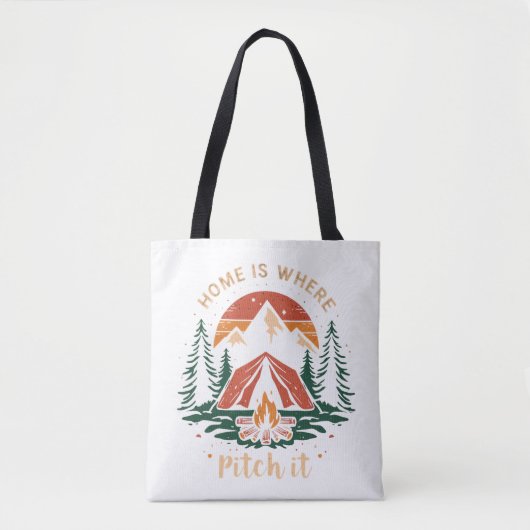 Thuis is waar je het shirt, camping T-shirt plaats Tote Bag (Voorkant)