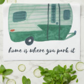 Thuis is waar je het  tracé van de oplegger parkee theedoek (Gevouwen)