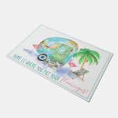 Thuis is waar je je flamingos neerzet | Welkom Mat (Schuin)